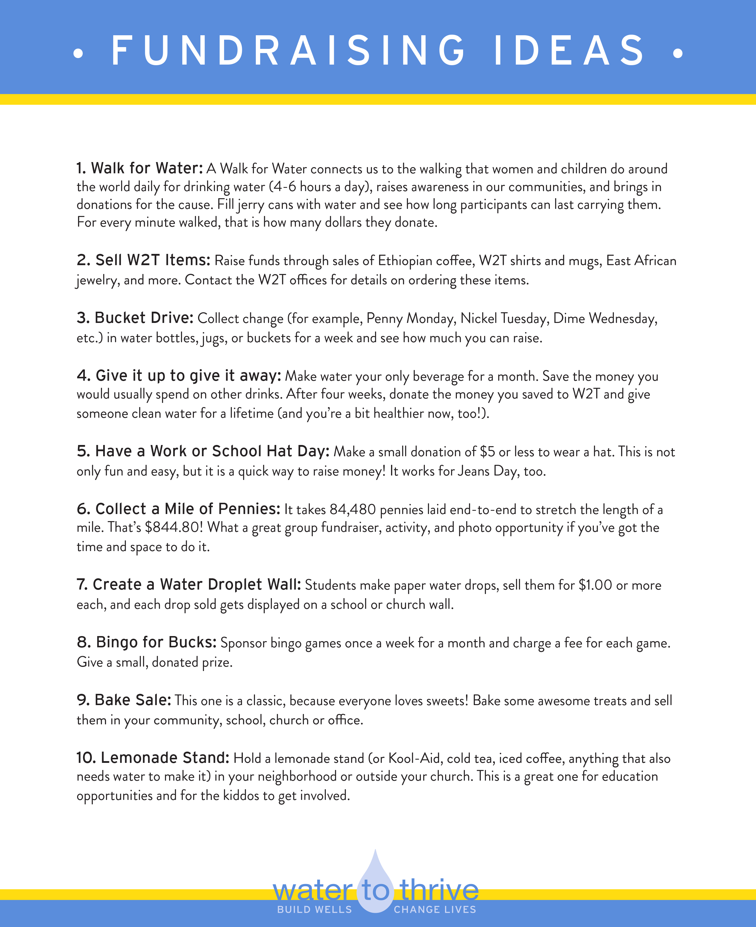 fundraising ideas handout-1 - water to thrive